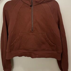 lululemon athletica Maroon Red Cropped Hoodie Half Zip